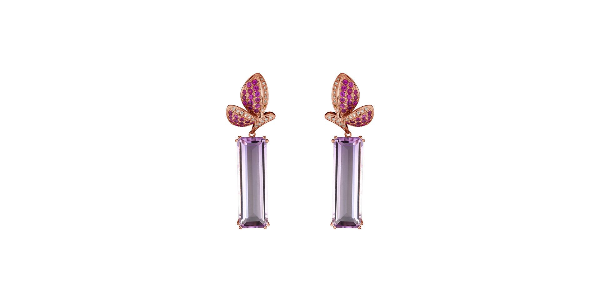Diamond earrings with Amethyst and Ruby High Privilege