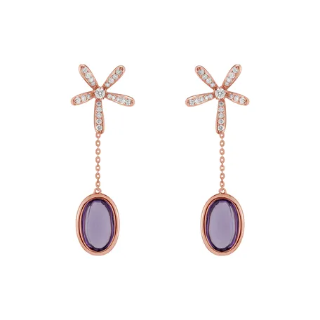 Diamond earrings with Amethyst Comfortable Trait