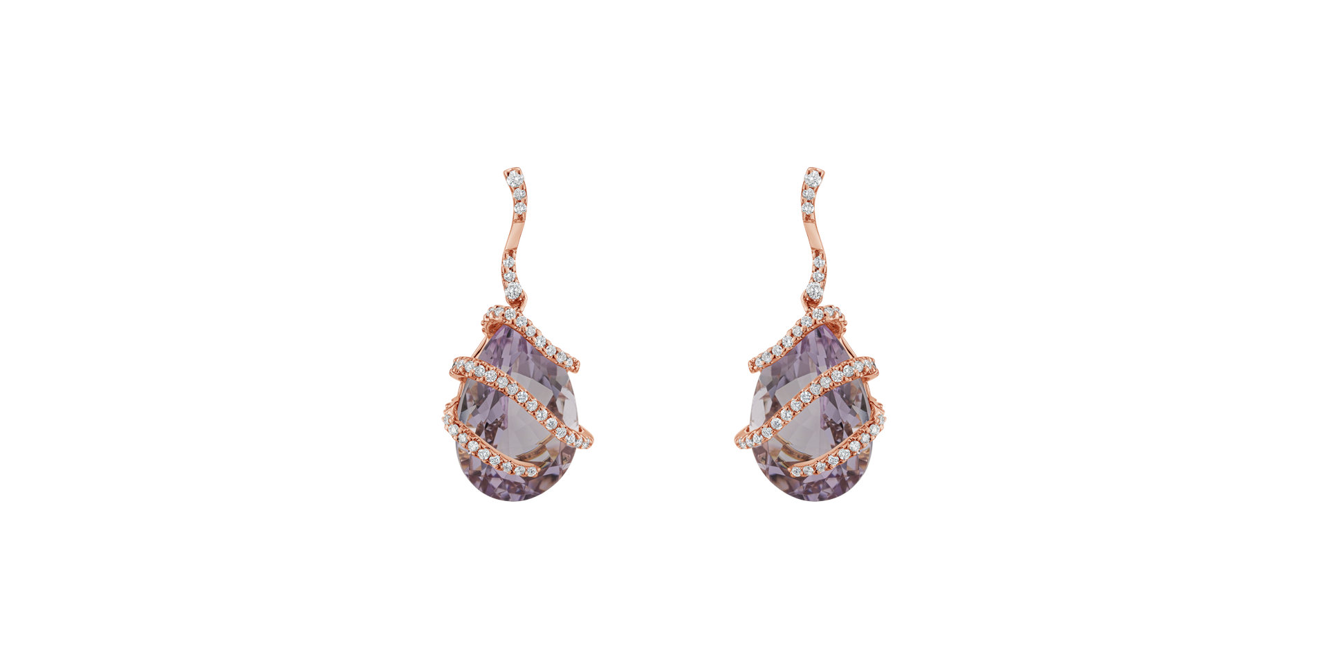 Diamond earrings with Amethyst Minas