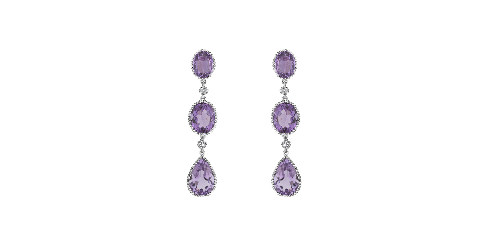 Diamond earrings with Amethyst Mathaios