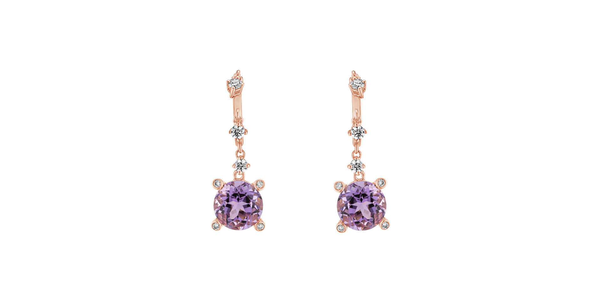 Diamond earrings with Amethyst Evgenia