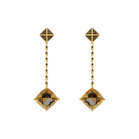 Earrings with Citrine and black diamonds Beautiful Taurus