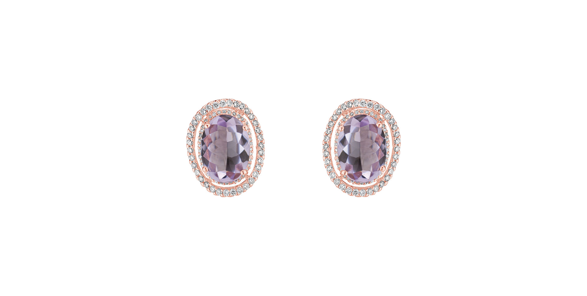 Diamond earrings with Amethyst Astero