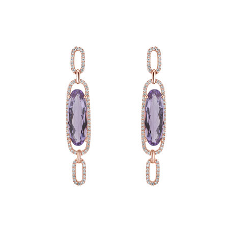 Diamond earrings with Amethyst Satisfying Winter