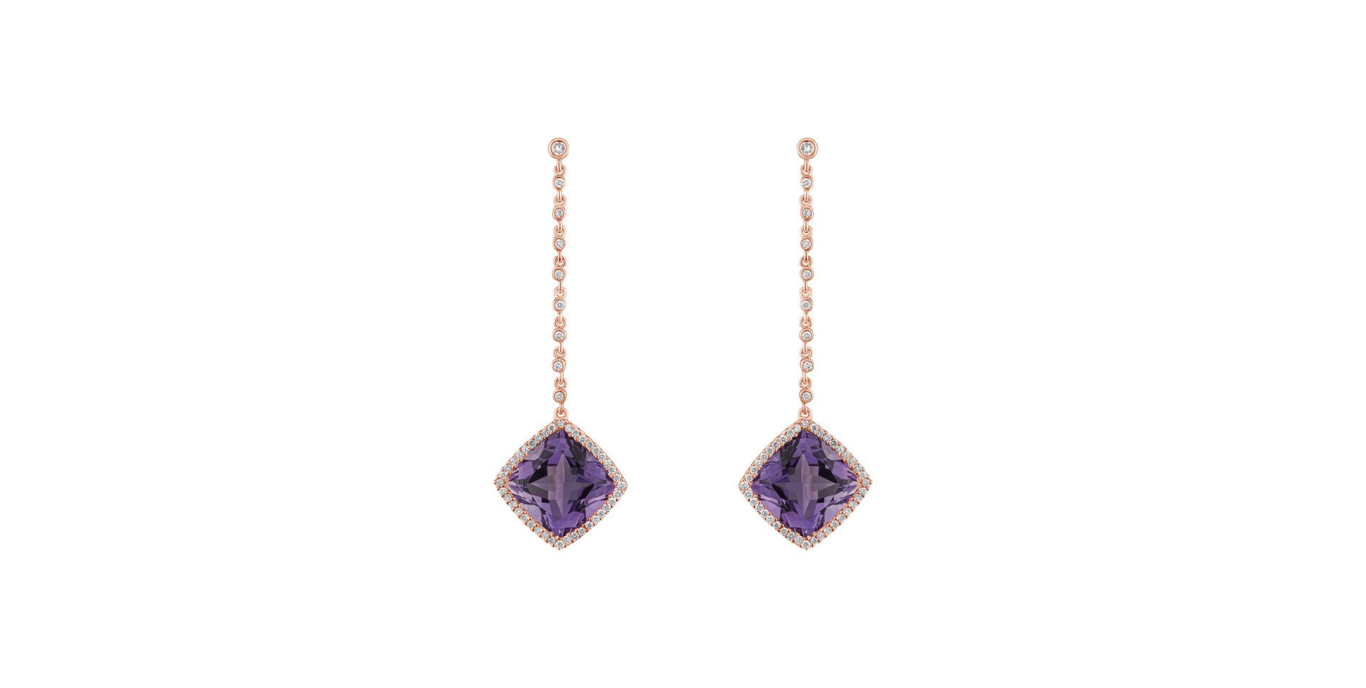 Diamond earrings with Amethyst Stylianos