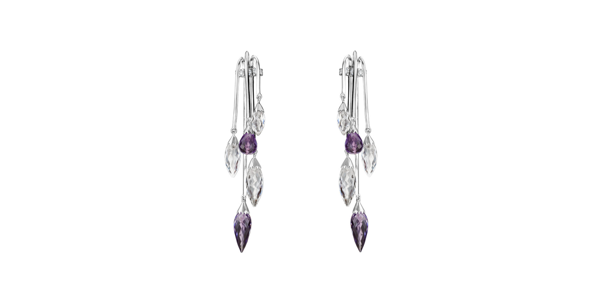 Diamond earrings, Amethyst and Topaz Fanfare