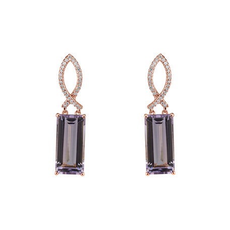 Diamond earrings with Amethyst Extraterrestrial Gem