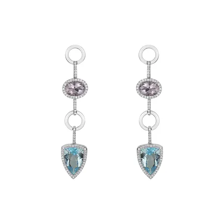 Diamond earrings, Amethyst and Topaz Folk Hero