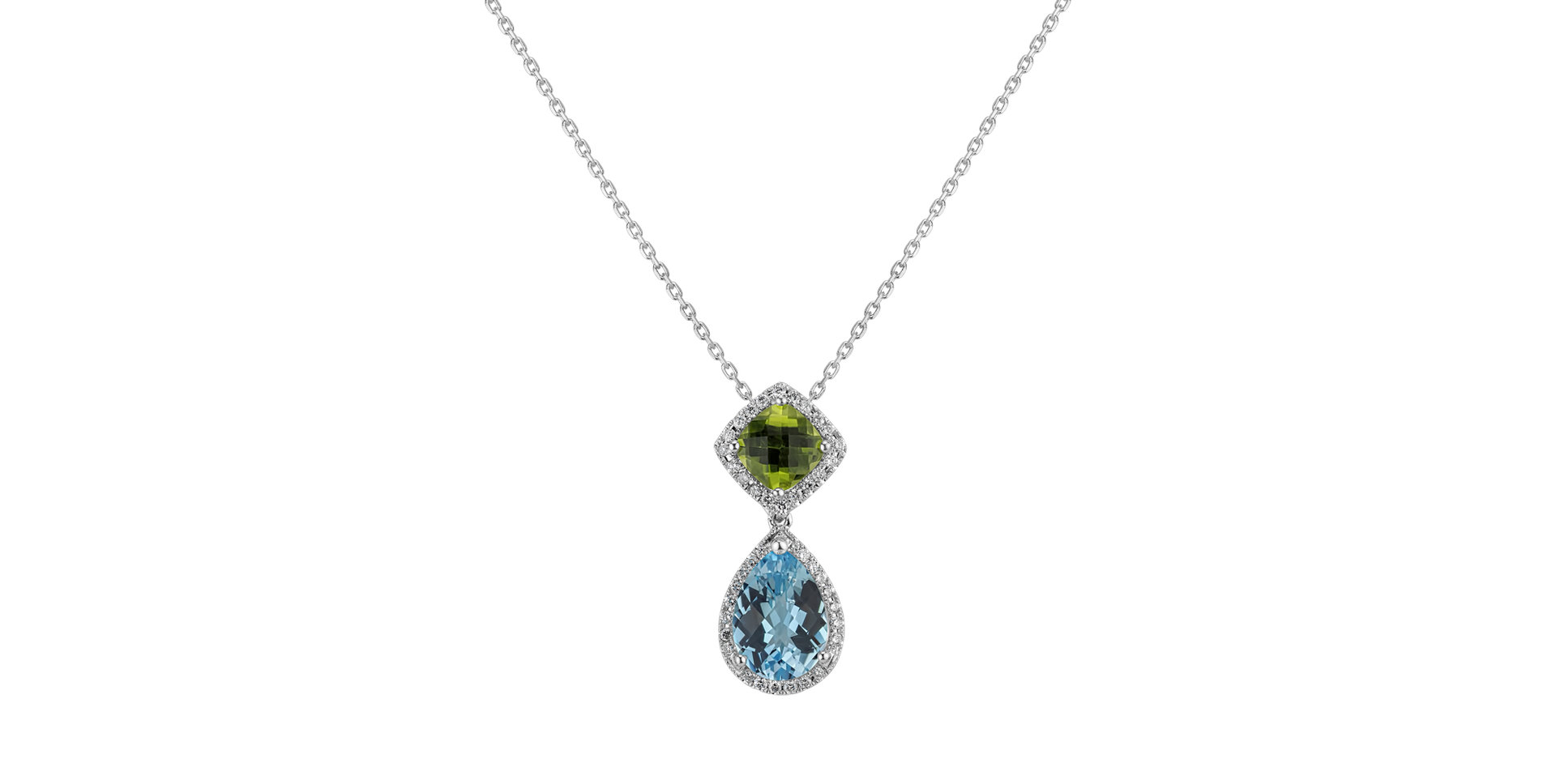Diamond pendant with Topaz and Peridote Tough Decision