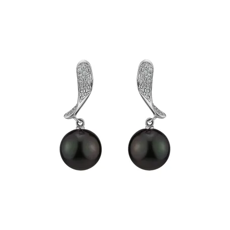 Diamond earrings with Pearl Ocean of Sorrow