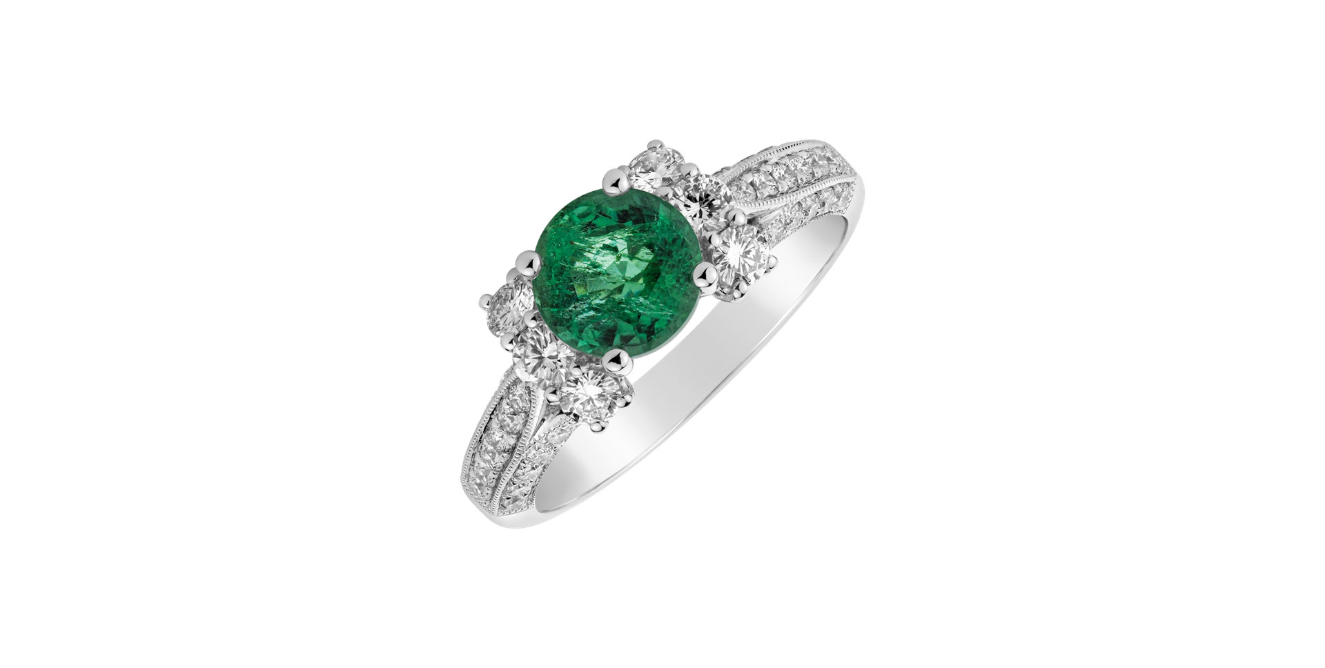 Diamond ring with Emerald Royal Riddle