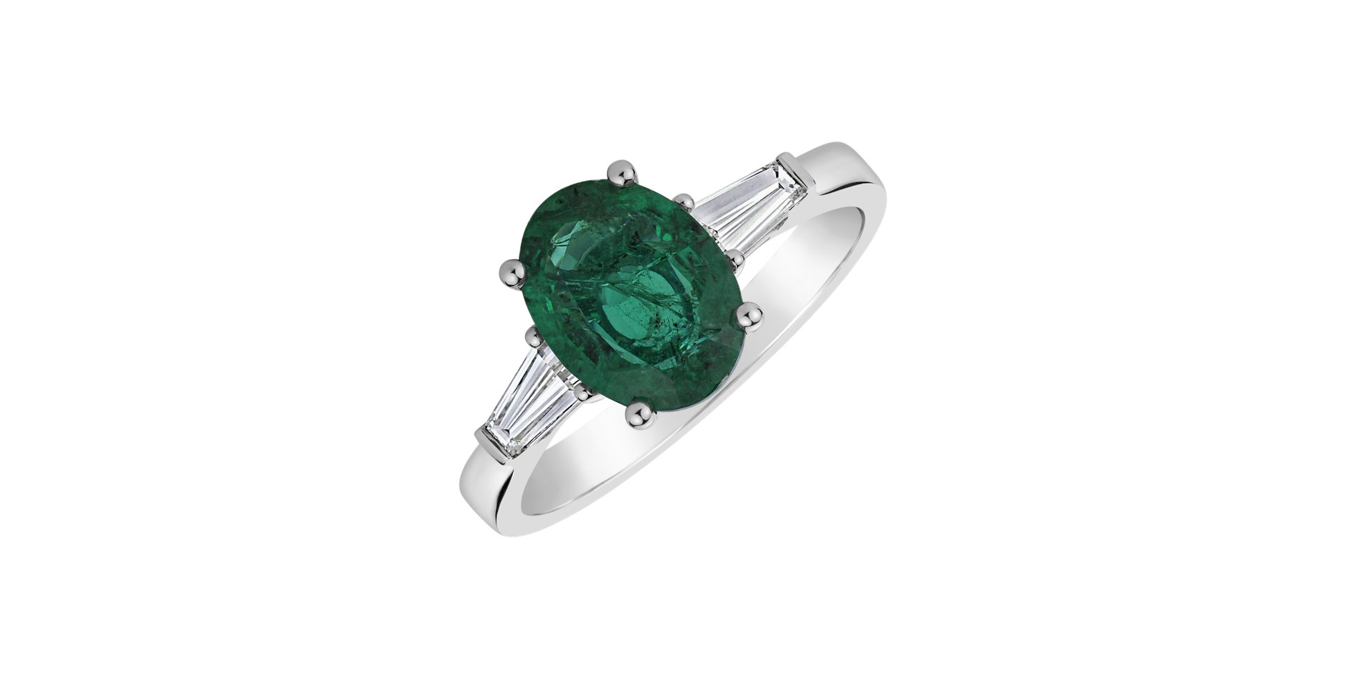 Diamond ring with Emerald Marguerite