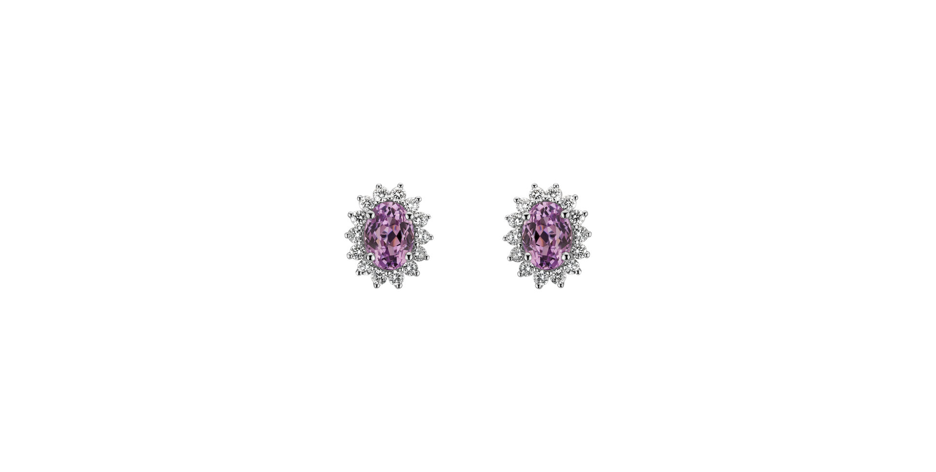Diamond earrings with Kunzite Princess Sparkle
