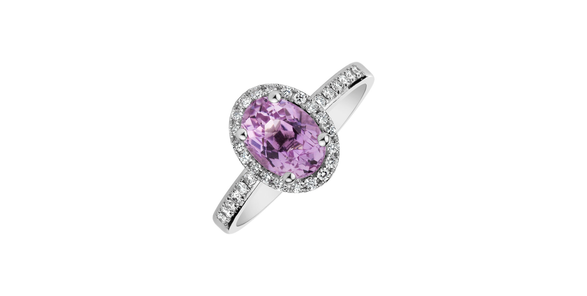 Diamond ring with Kunzite Sintharia