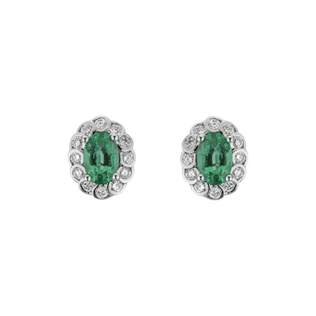 Diamond earrings with Emerald Princess