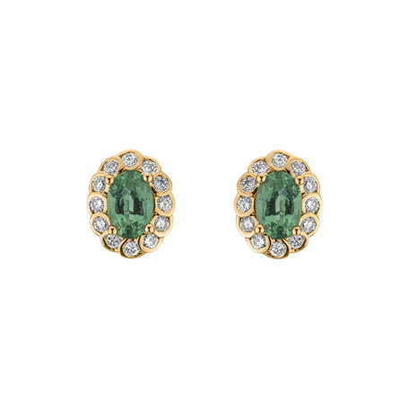 Diamond earrings with Emerald Glamour Princess