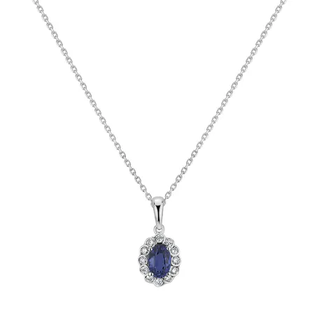 Diamond pendant with Sapphire Princess