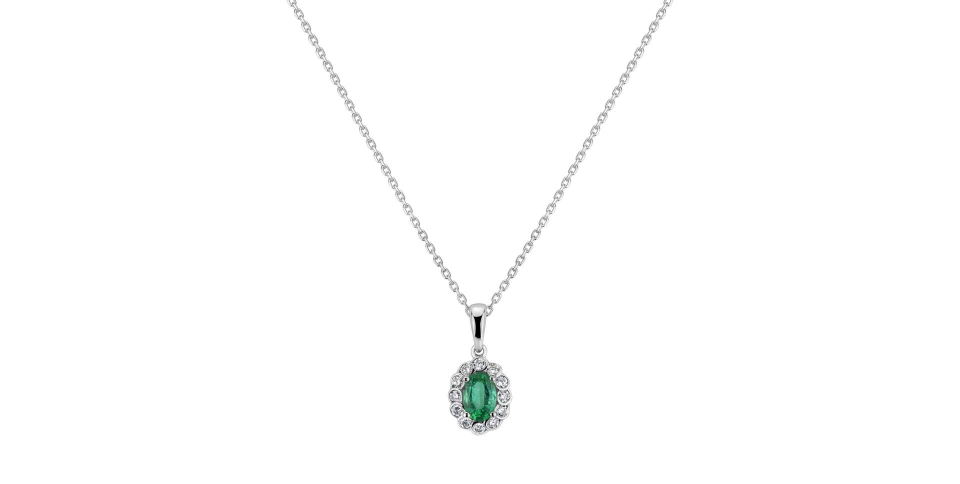 Diamond pendant with Emerald Princess