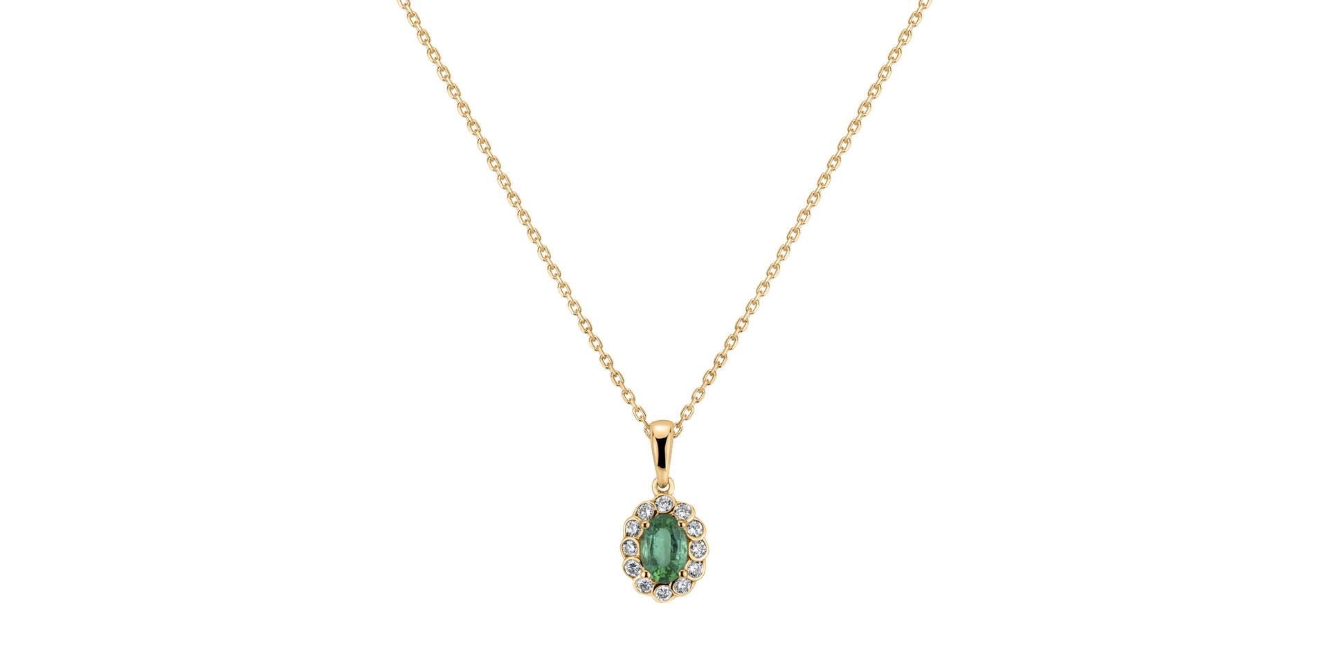 Diamond pendant with Emerald Princess