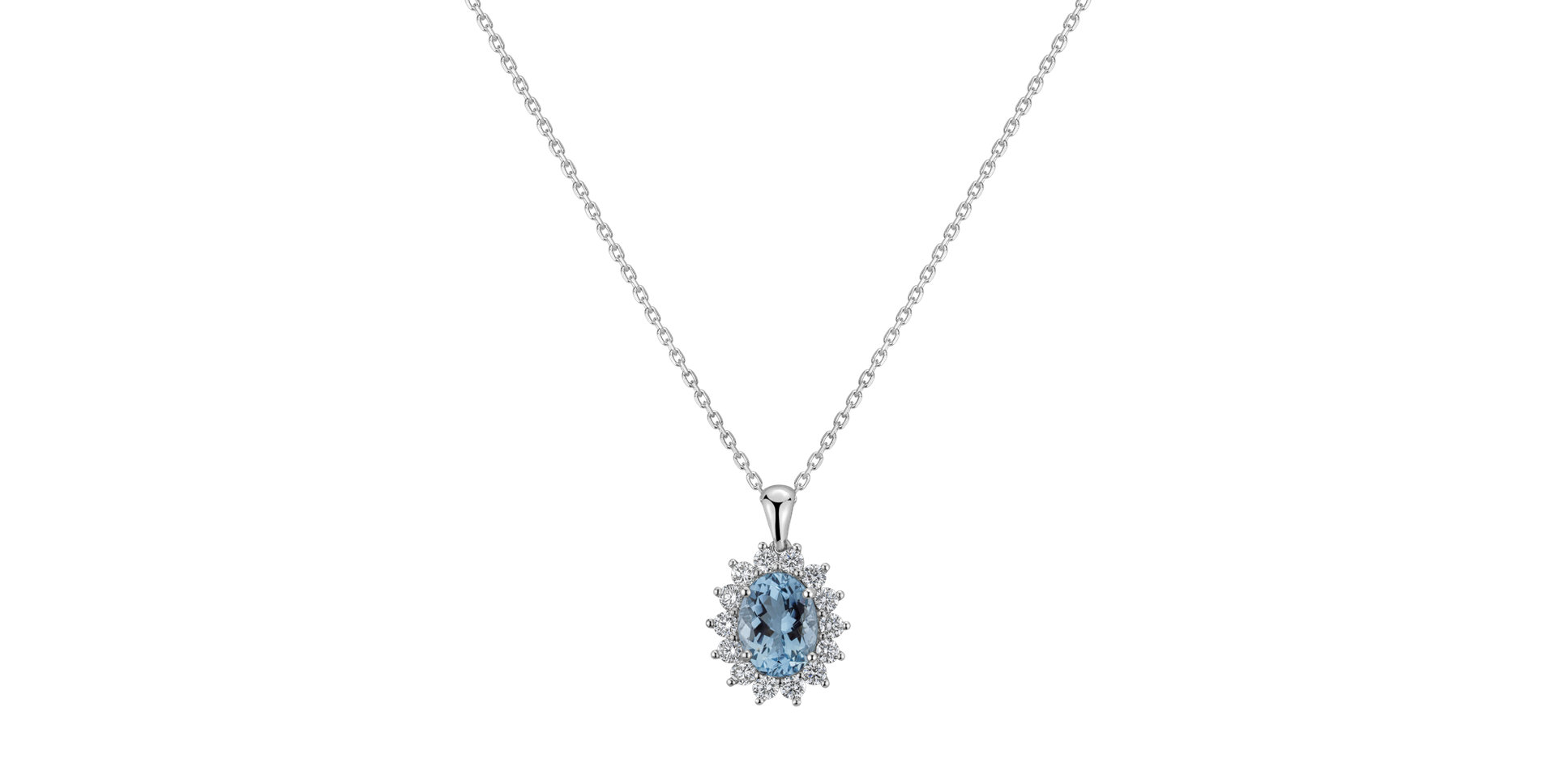 Diamond pendant with Aquamarine Princess Sparkle