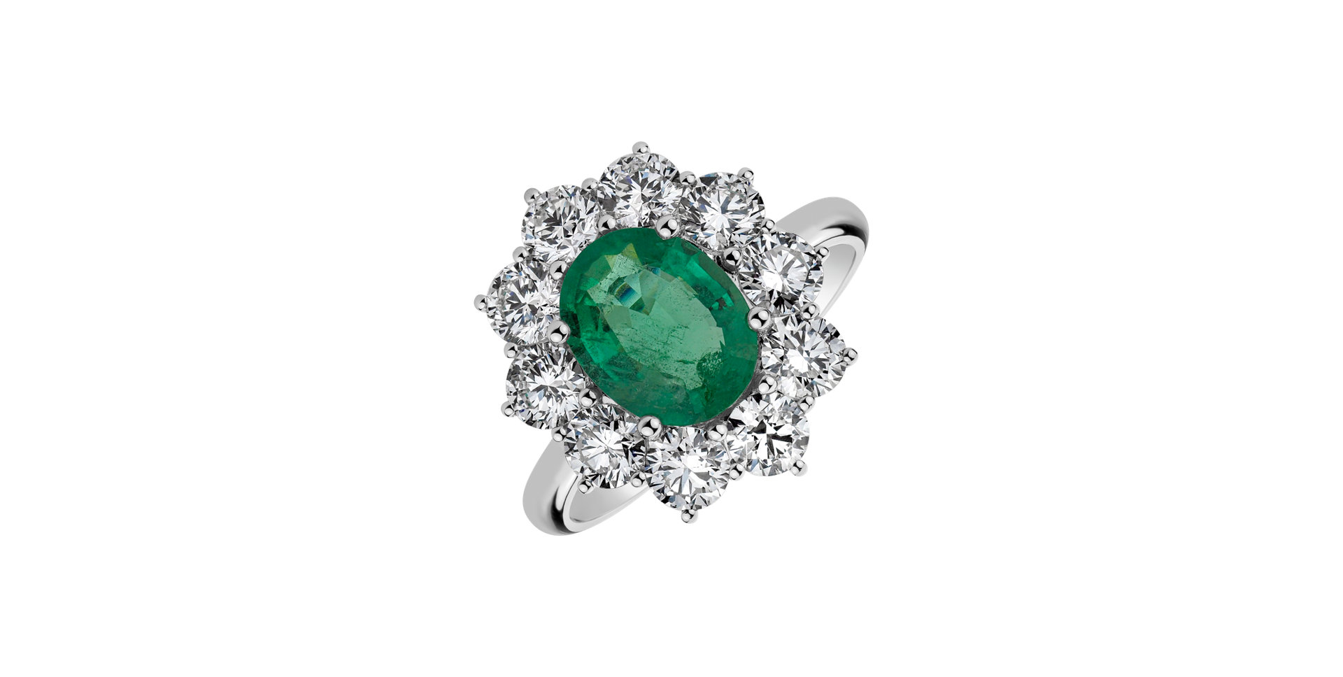 Diamond ring with Emerald Princess Joy