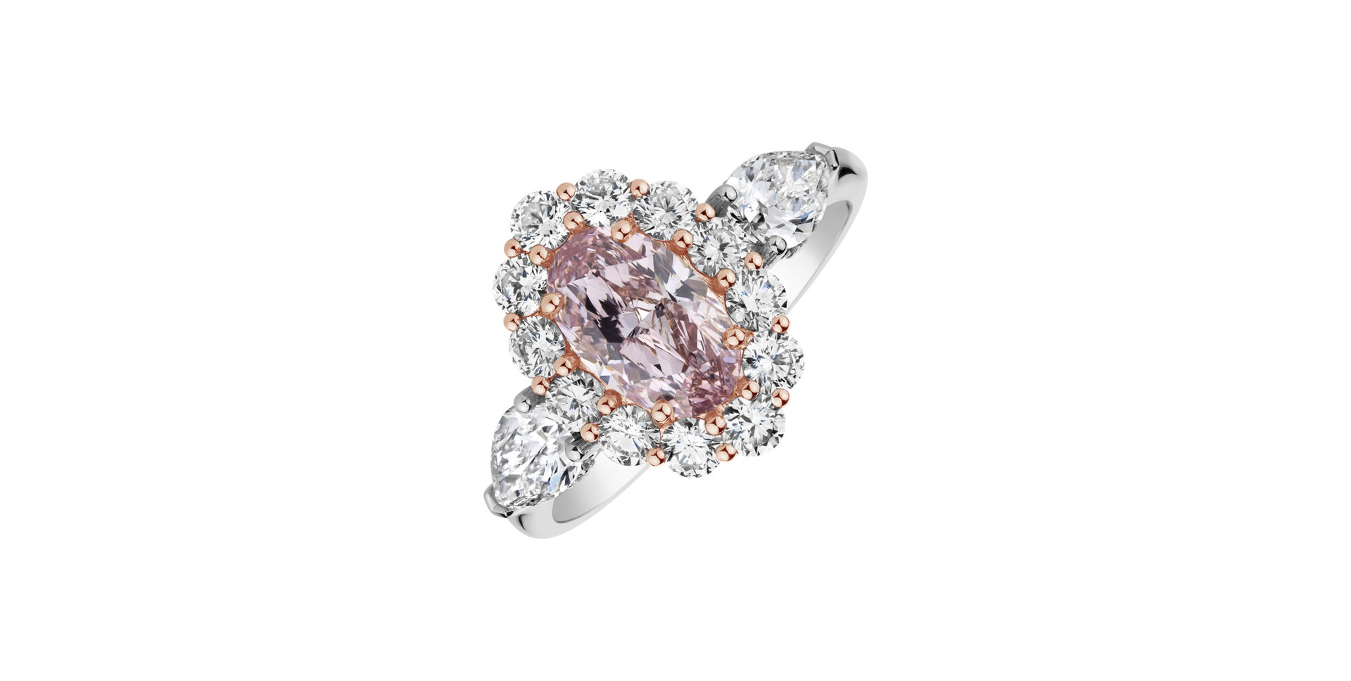 Ring with white and pink diamonds Princess Delight