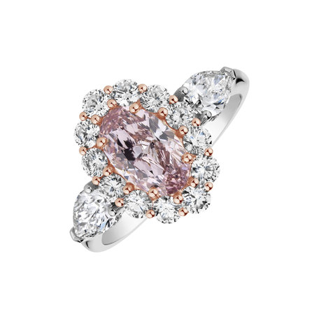 Ring with white and pink diamonds Princess Delight