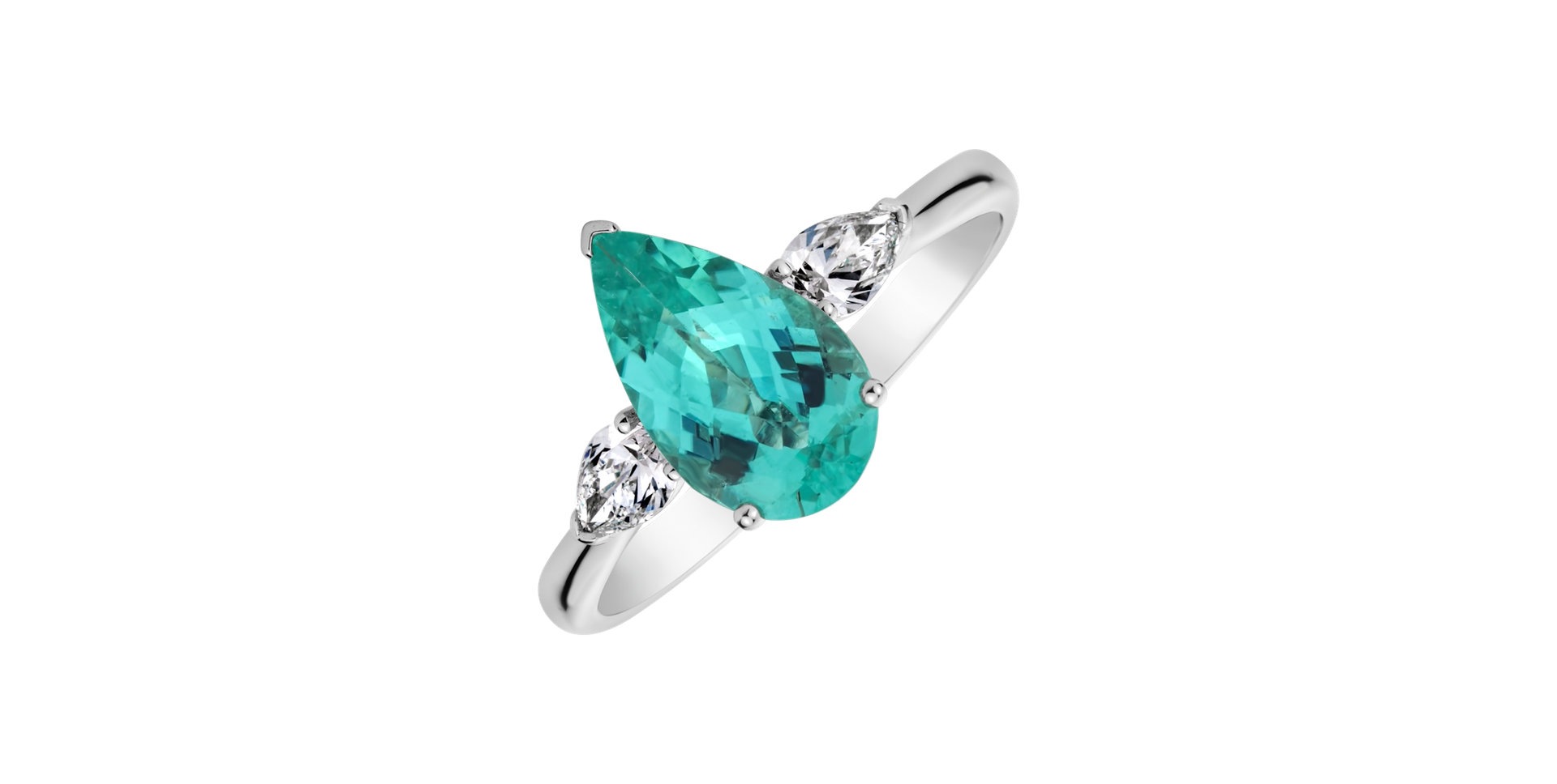 Diamond ring with Paraiba Gentle Light