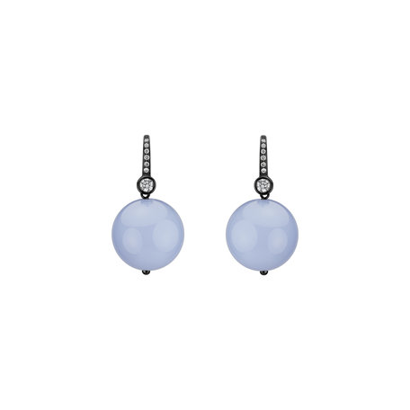Diamond earrings with Chalcedony Jayla
