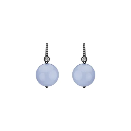 Diamond earrings with Chalcedony Jayla