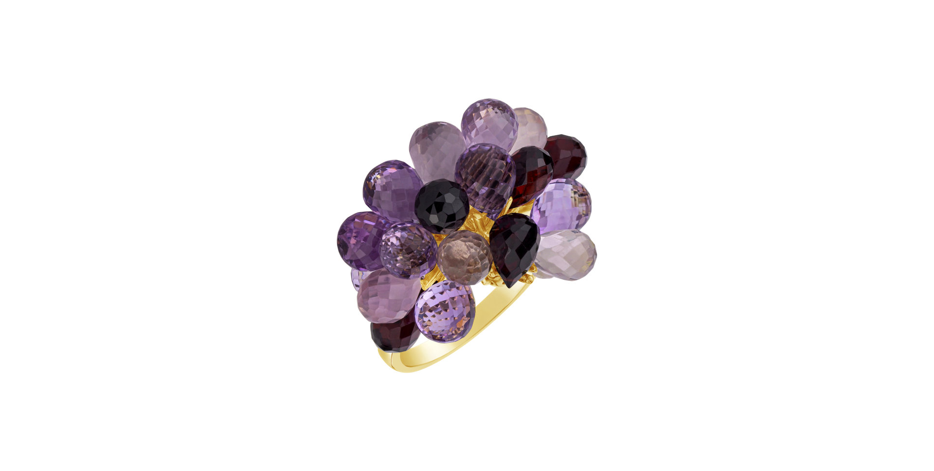 Ring with Citrine, Peridot and Amethyst Fantastic Grapes