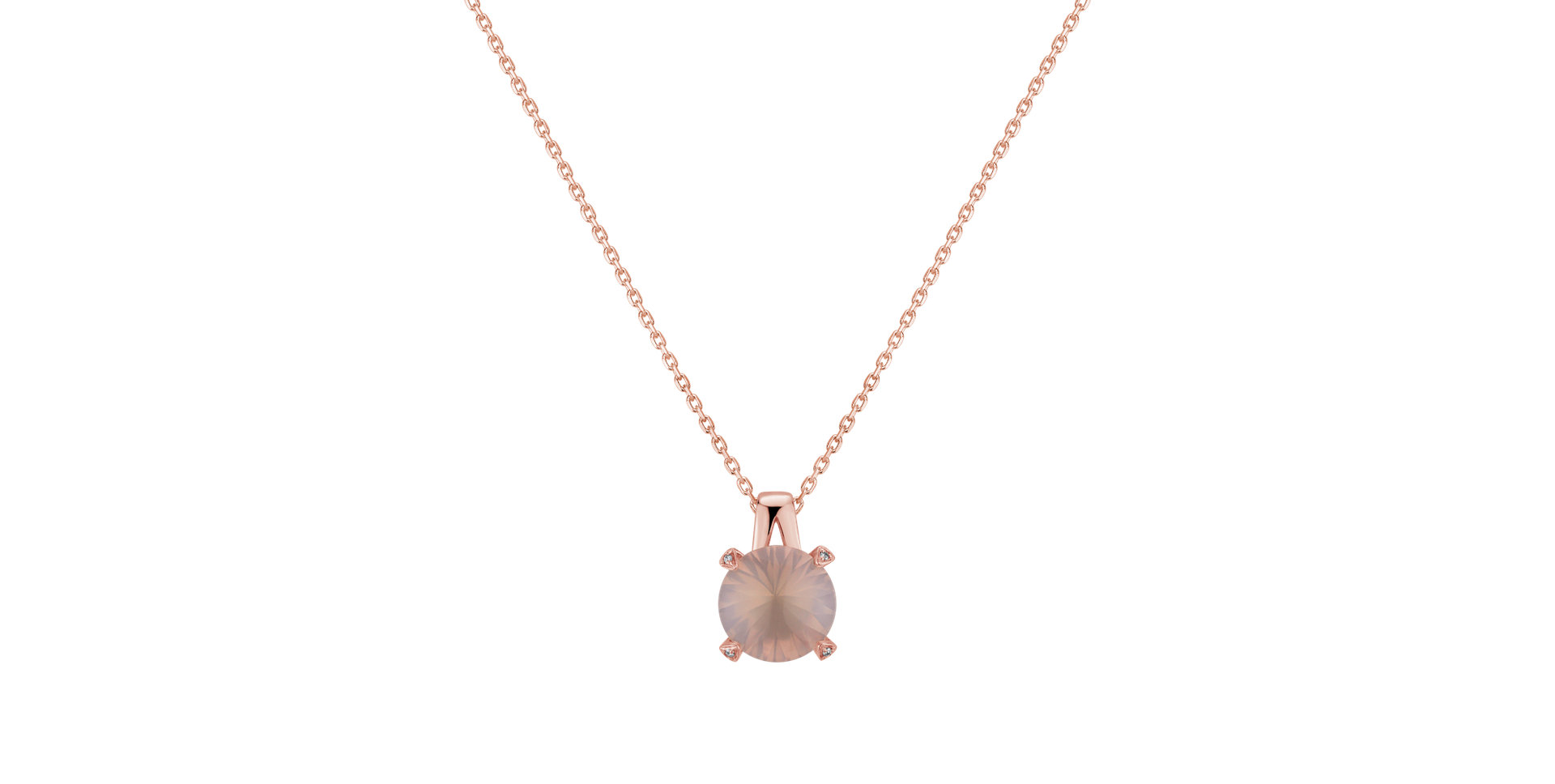 Diamond pendant with Rose Quartz Charming Blossom