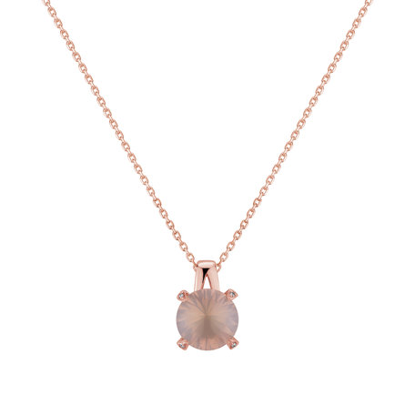 Diamond pendant with Rose Quartz Charming Blossom