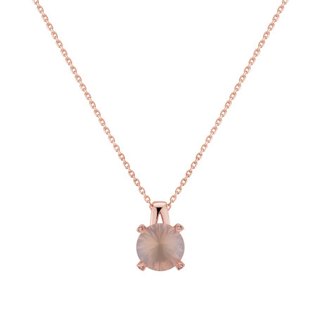 Diamond pendant with Rose Quartz Charming Blossom