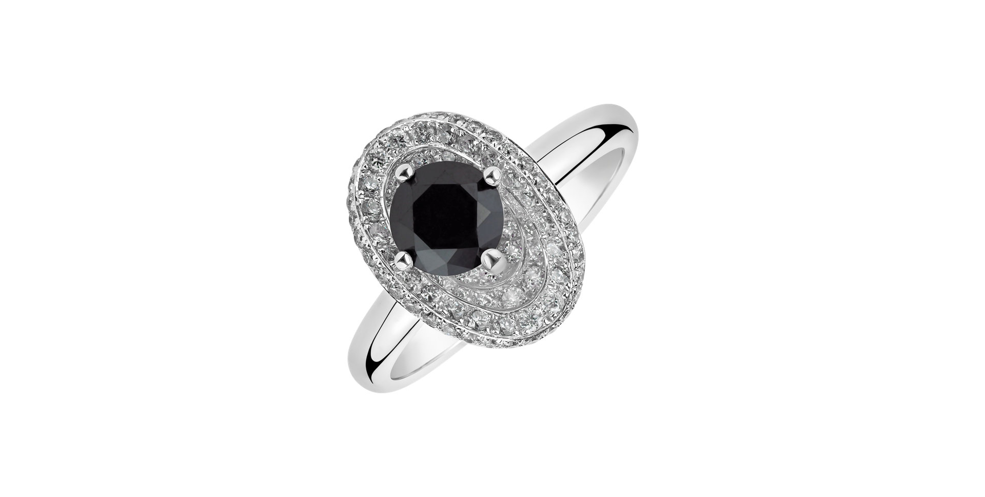 Ring with black and white diamonds Baroque Fairytale