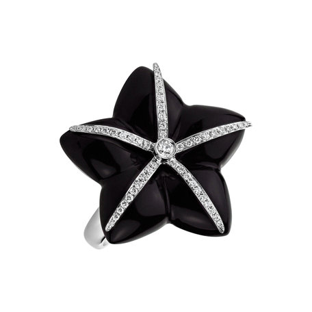 Diamond ring with Onyx Dark Star