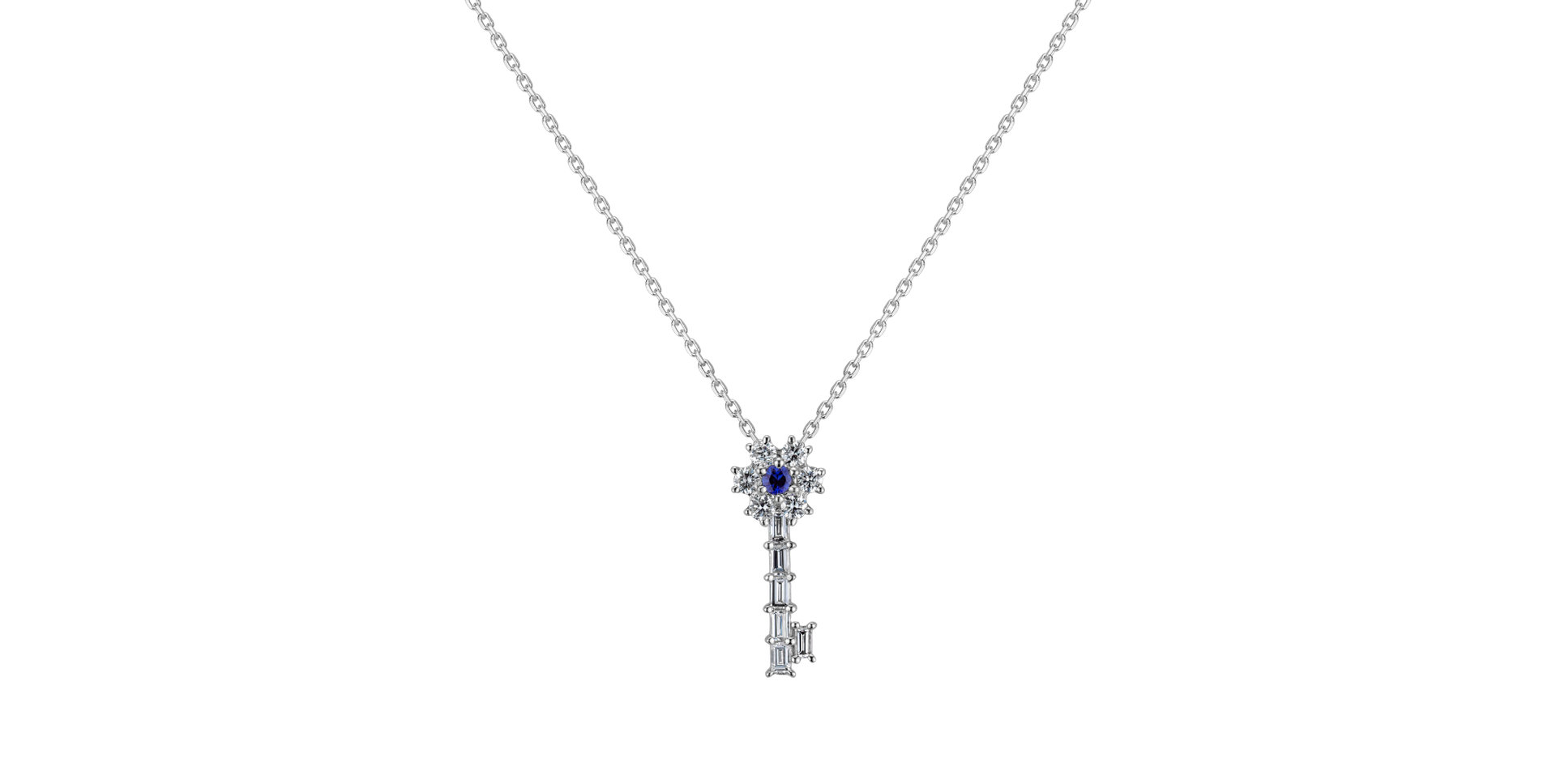 Diamond pendant with Sapphire Magical Key