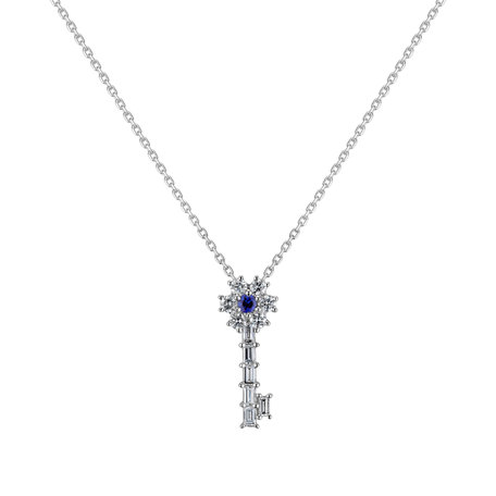 Diamond pendant with Sapphire Magical Key