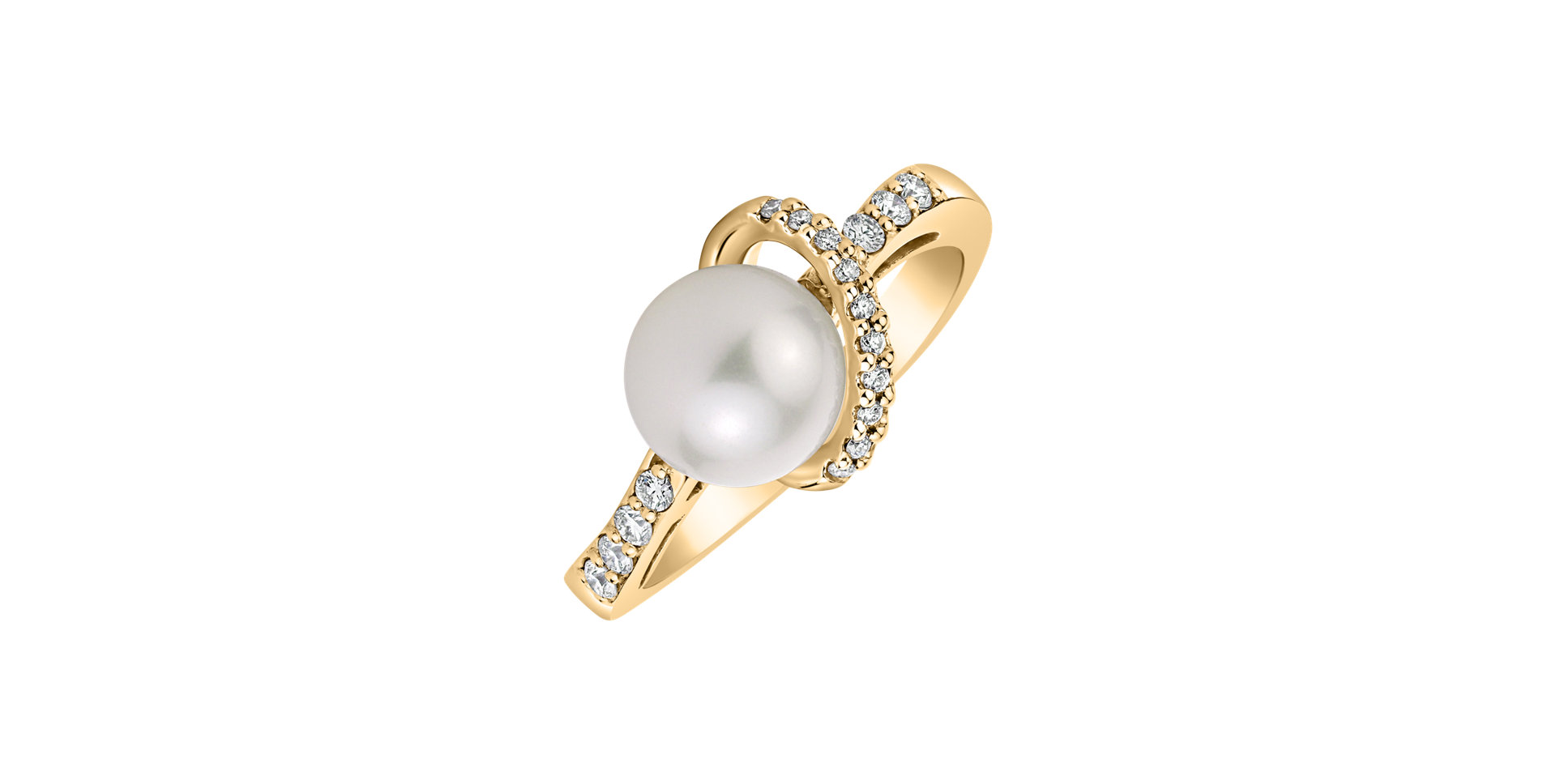 Diamond ring with Pearl Graceful Wonder