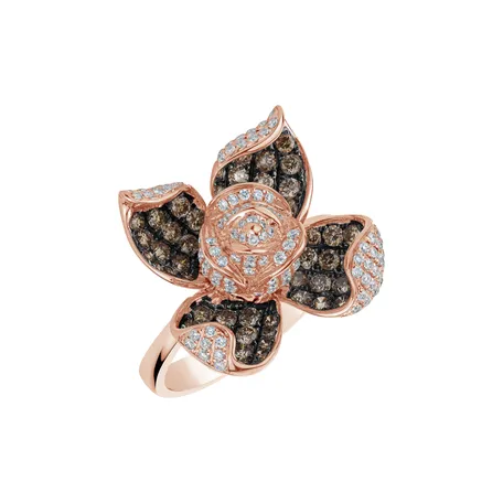 Ring with brown and white diamonds Eurena