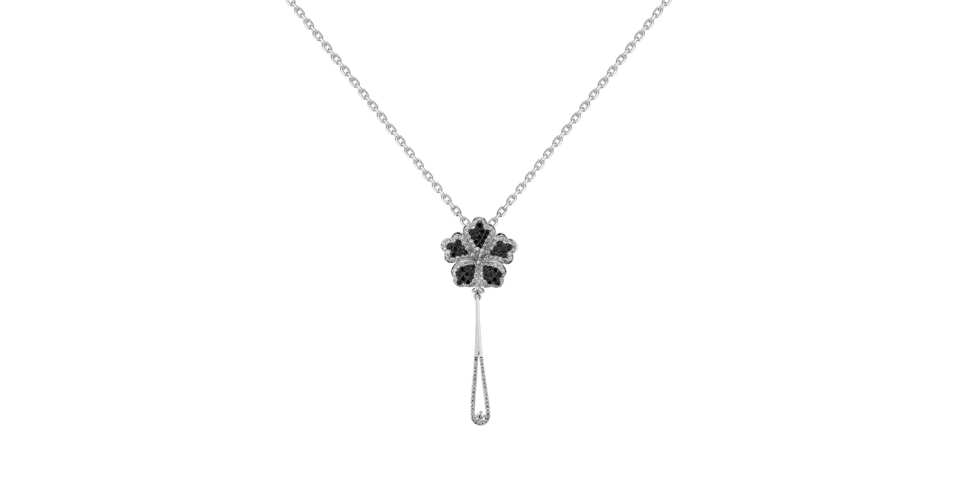 Pendant with black and white diamonds Magic Lotus