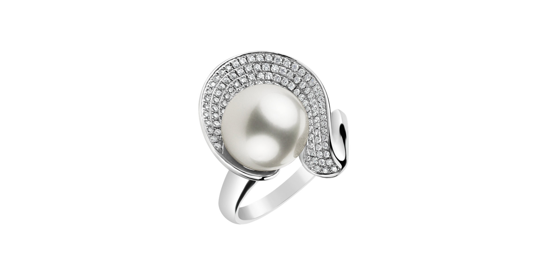 Diamond ring with Pearl One Pearl