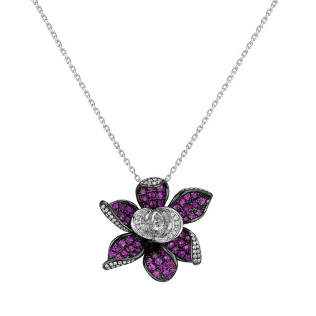 Diamond pendant with Sapphire Space Bloom
