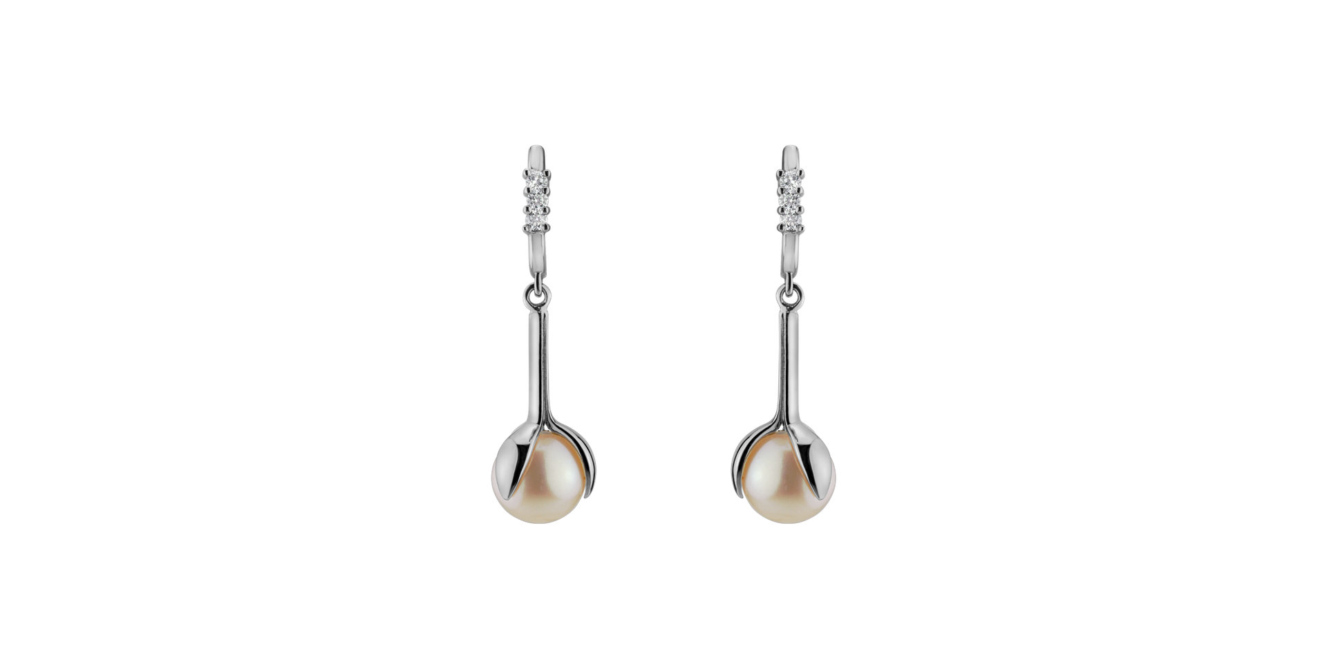 Diamond earrings with Pearl Ocean Flora