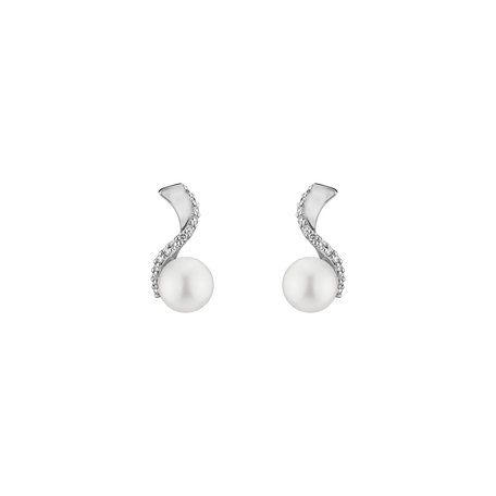 Diamond earrings with Pearl Watery Drops