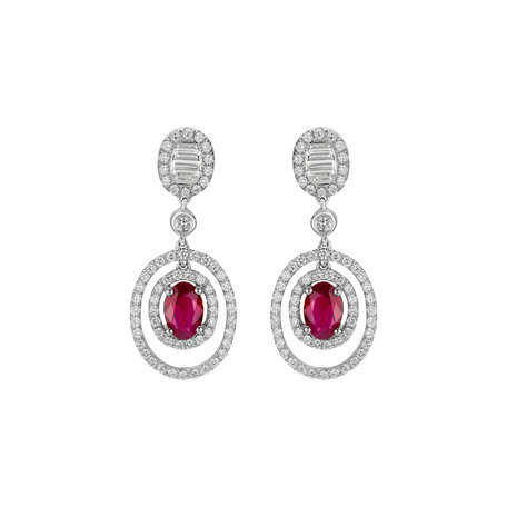 Diamond earrings with Ruby Tiger Eye