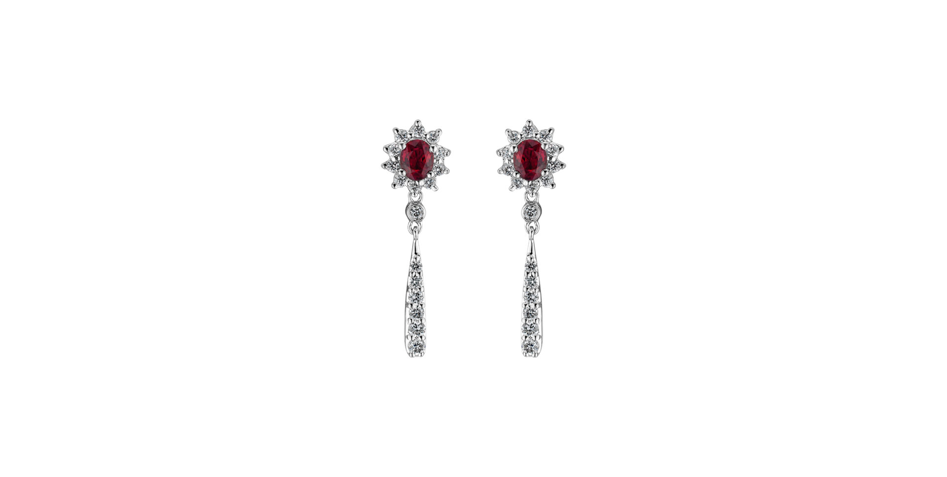Diamond earrings with Ruby Comet