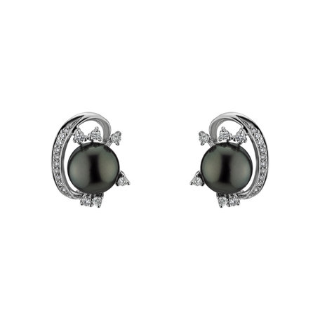 Diamond earrings with Pearl Ocean Abyss