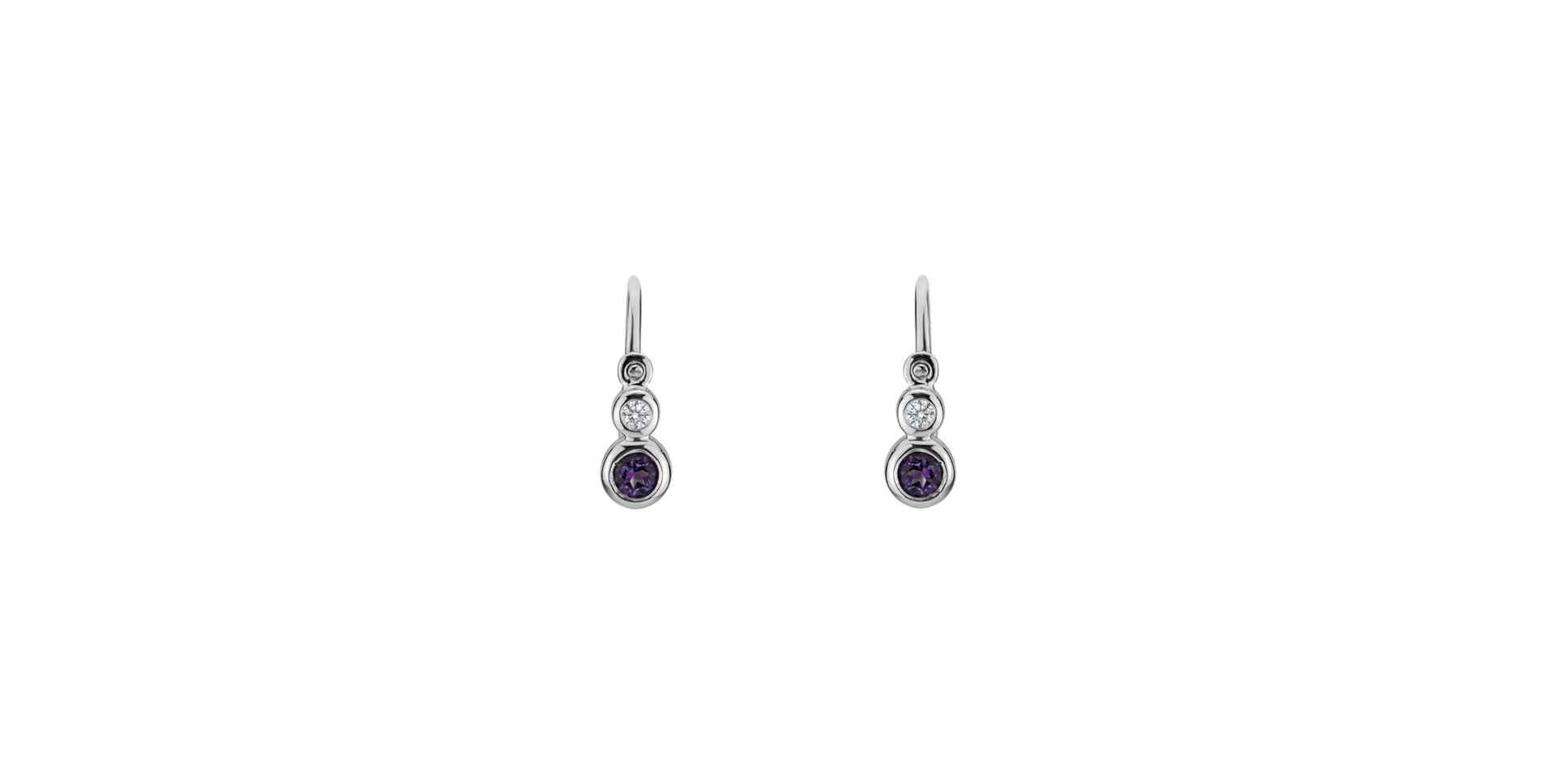 Children's diamond earrings with Amethyst Brazil Dots