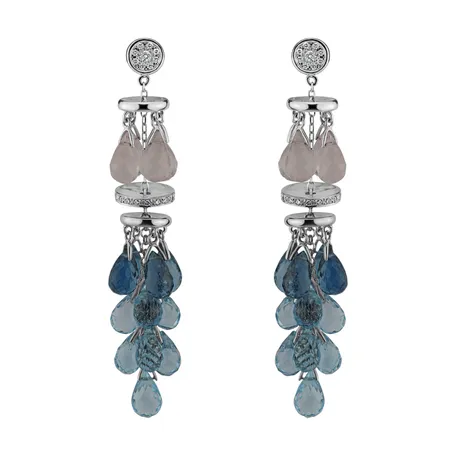 Diamond earrings, Rose Quartz and Topaz Courteously Innocent